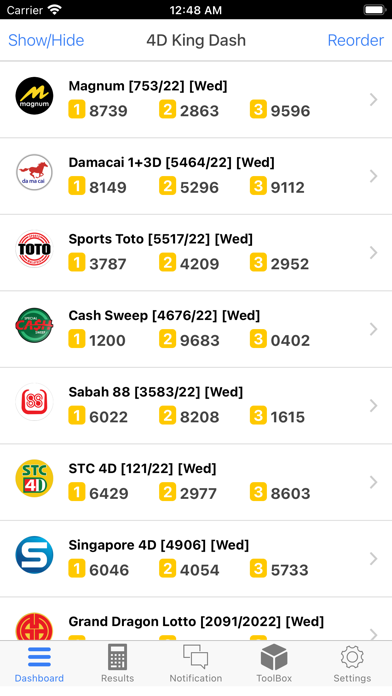 4D King Live 4D Results screenshot 1