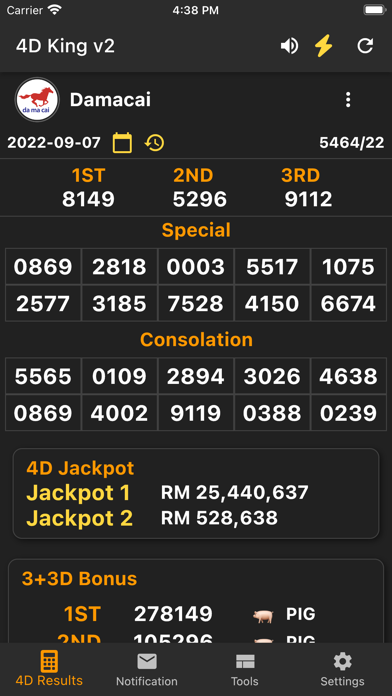 4D King V2 Live 4D Results screenshot 1