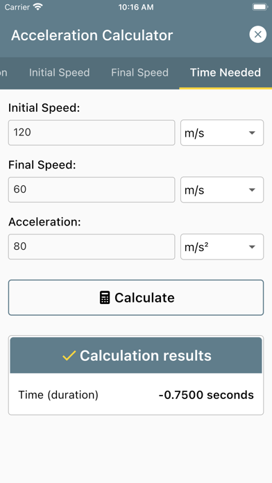 Acceleration Calculator - screenshot 3