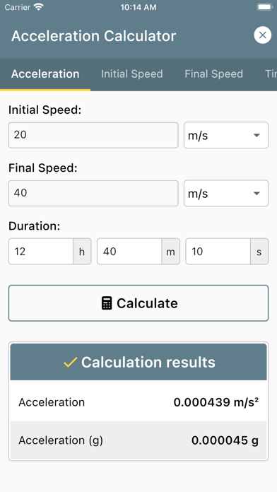 Acceleration Calculator - screenshot 1