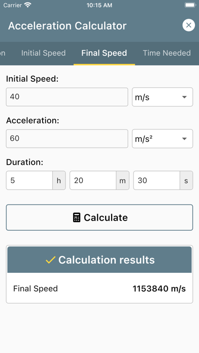 Acceleration Calculator - screenshot 4