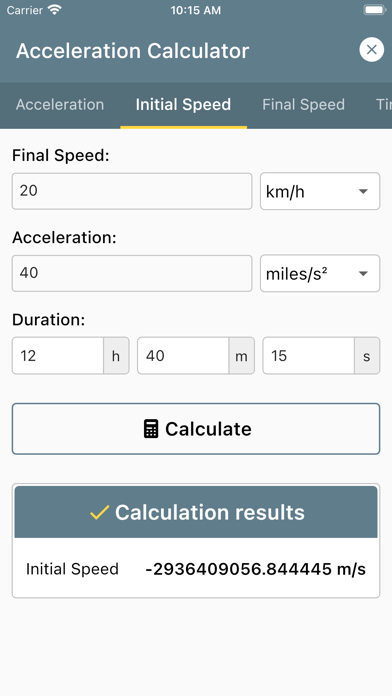 Acceleration Calculator - screenshot 2