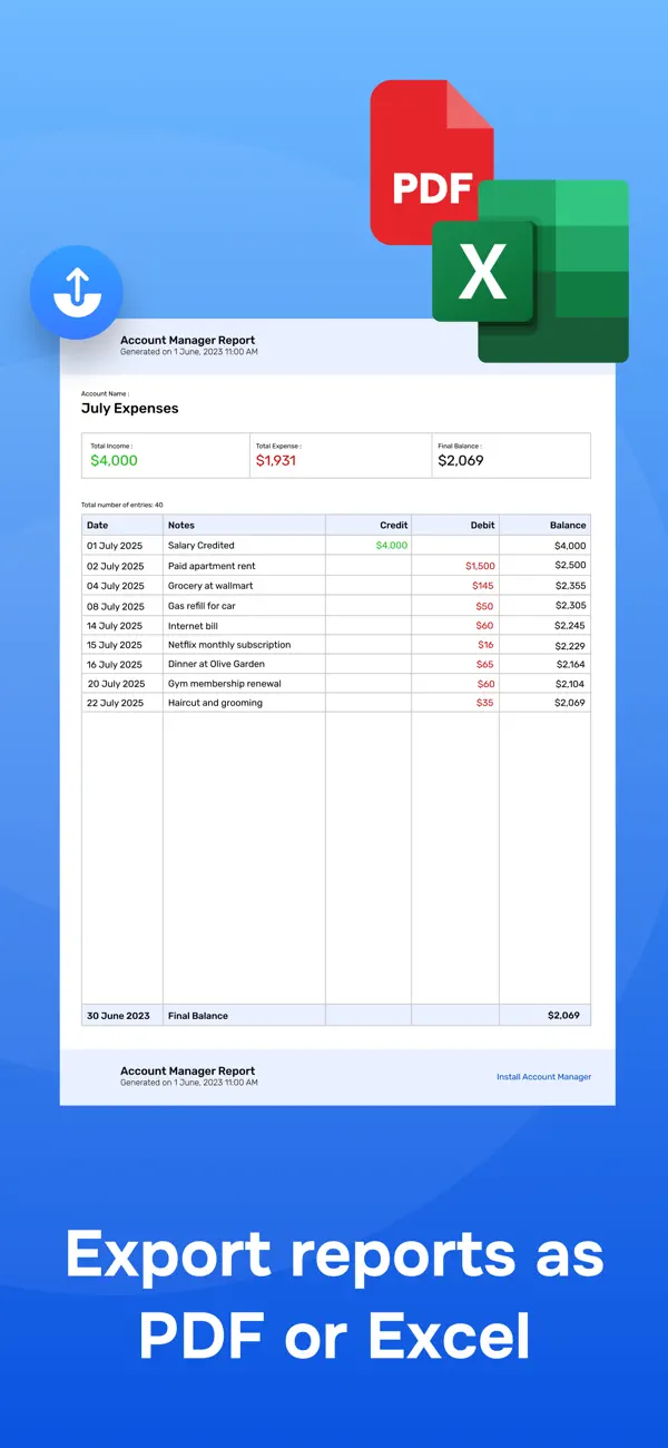 Account & Expense Manager screenshot 2