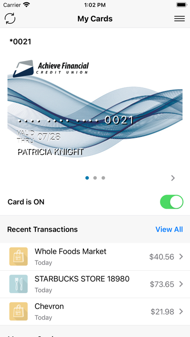 Achieve FCU Card Control screenshot 5