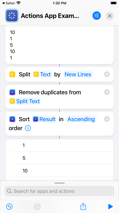 Actions screenshot 2