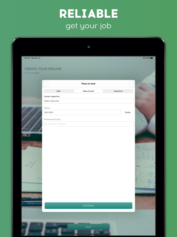 AI resume builder: linkedin CV screenshot 1