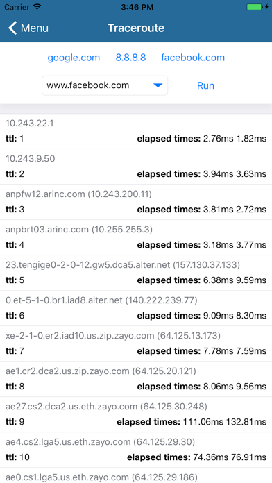 ARINCDirect Network Analyzer screenshot 2