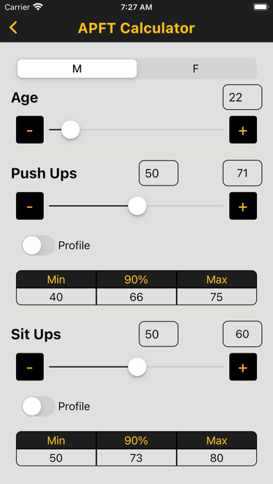 Army Fitness Calculator screenshot 1