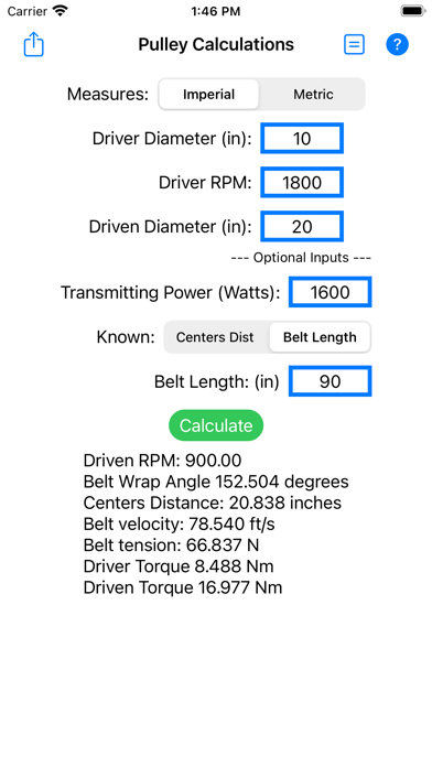Belt & Pulley Calculator screenshot 3