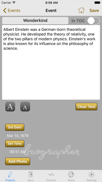 Biographer screenshot 4