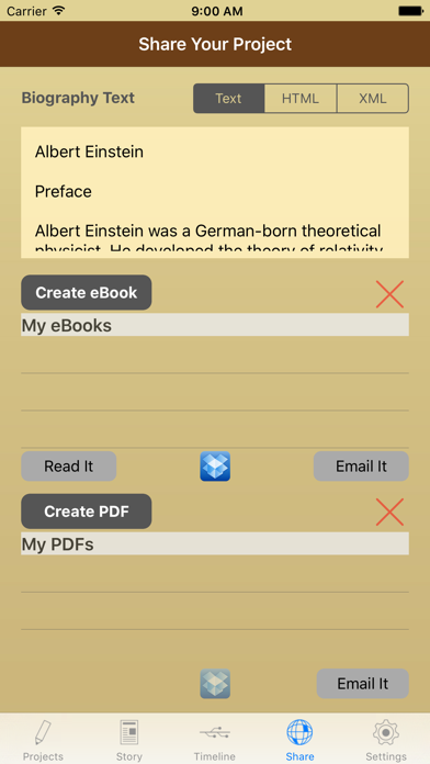 Biographer screenshot 1