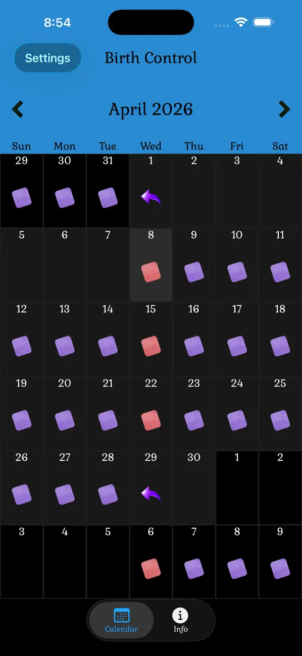 Birth Control Pill Reminder screenshot 1