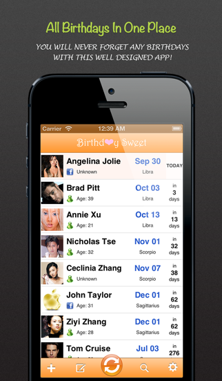 Birthday Sweet - Birthday calendar & reminder for Facebook screenshot 5