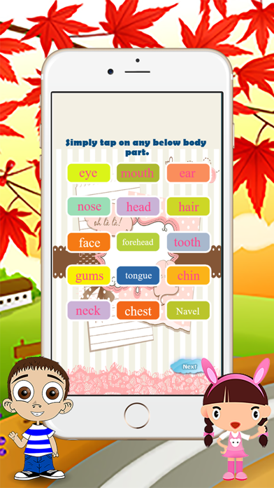 Body Parts Reading Vocabulary for Kindergarten screenshot 1