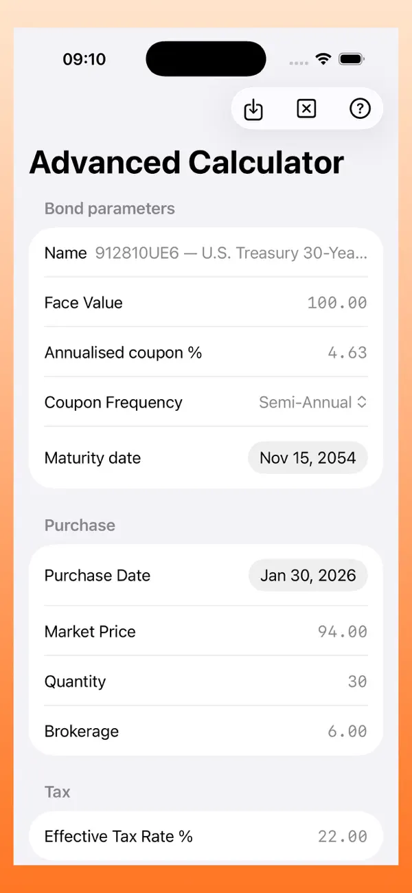 Bond Yield Calculator screenshot 1