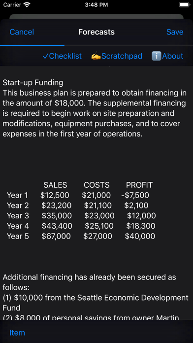Business Plan screenshot 1