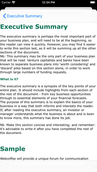 Business Plan screenshot 2