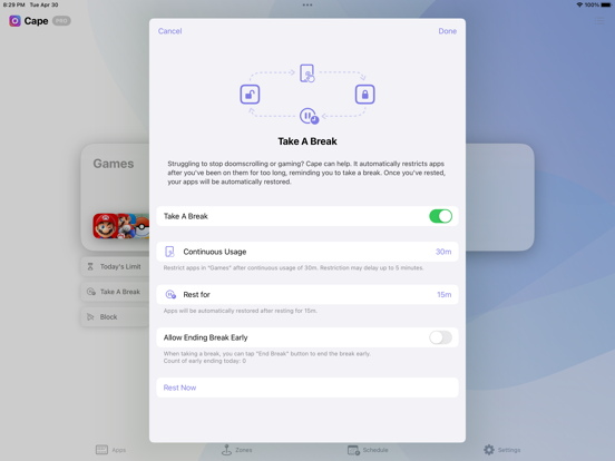 Cape: App to Pause Excess screenshot 5