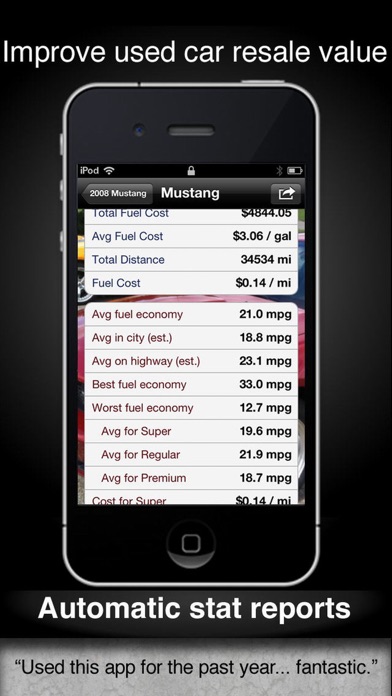 Car Care fuel & service log screenshot 2