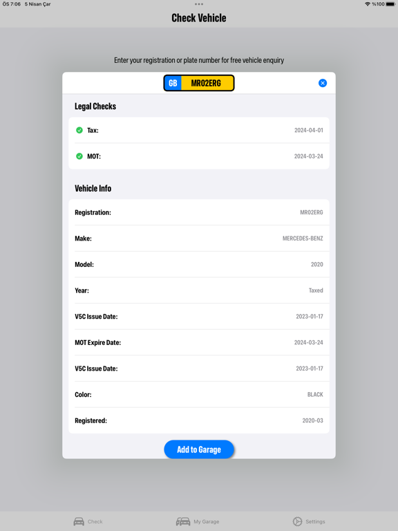 Car Check: MOT & Tax Tracker screenshot 1