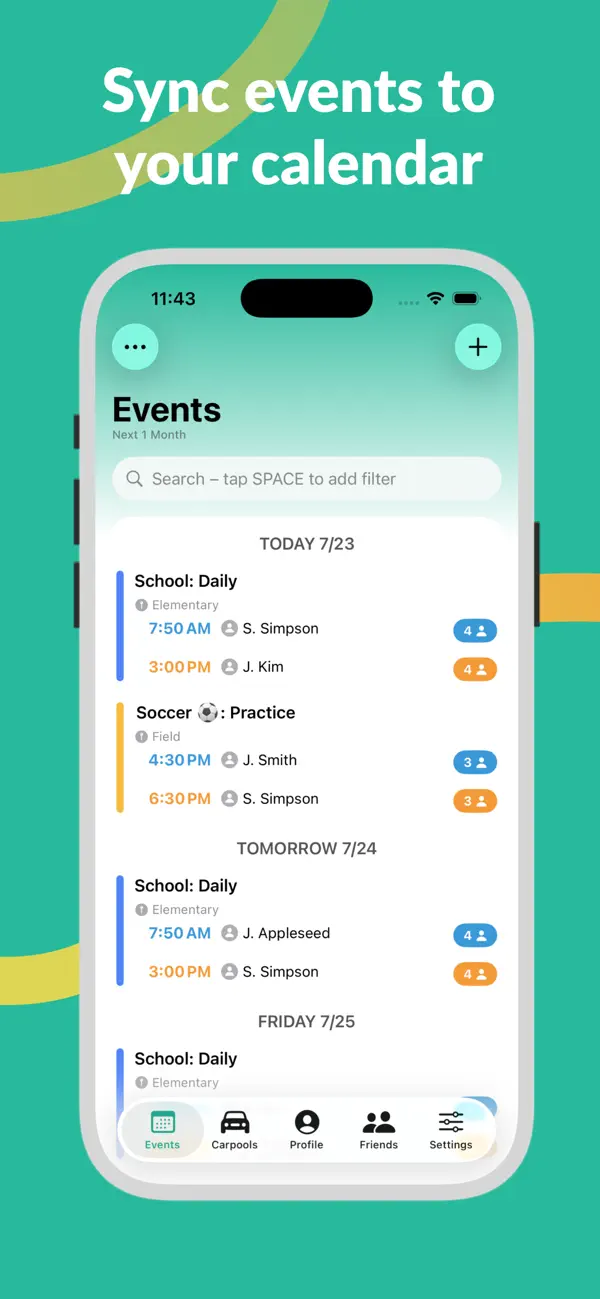 Carpool Kids: Family Calendar screenshot 3