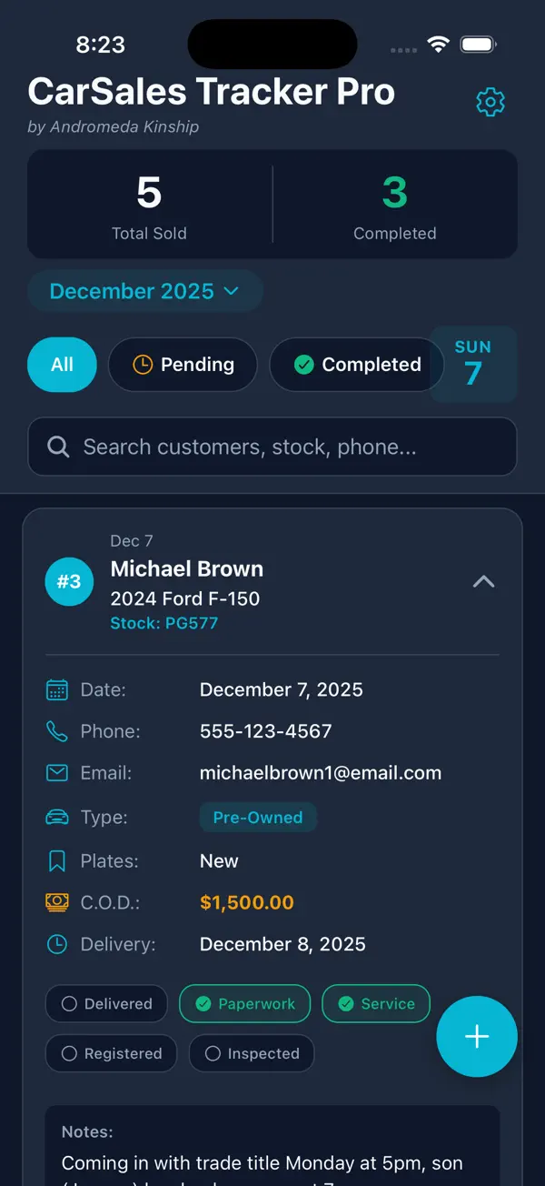 CarSales Tracker Pro screenshot 3