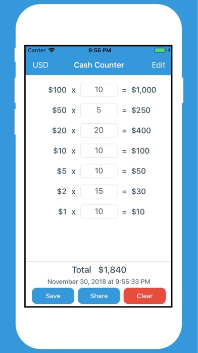 Cash Counter - $$ Calculator screenshot 2