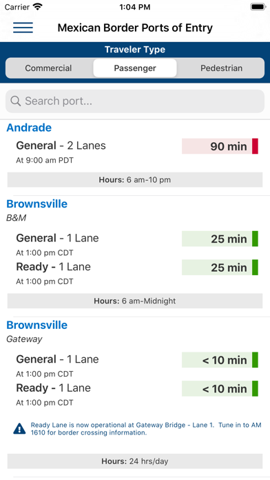 CBP Border Wait Times screenshot 4