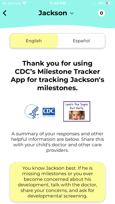 CDC's Milestone Tracker screenshot 1