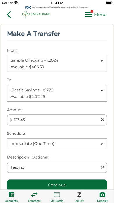 Central Bank Mobile Banking screenshot 2
