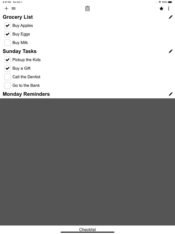 Checklist screenshot 1