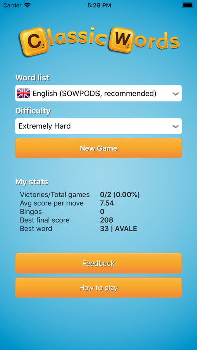 Classic Words (solo word game) screenshot 1