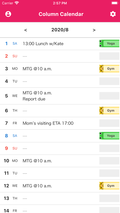 Column Calendar and Tag Memo screenshot 3