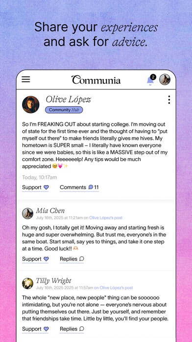 Communia: women's social media screenshot 3