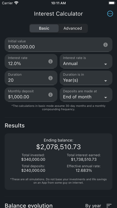 Compound Interest Simulator screenshot 3