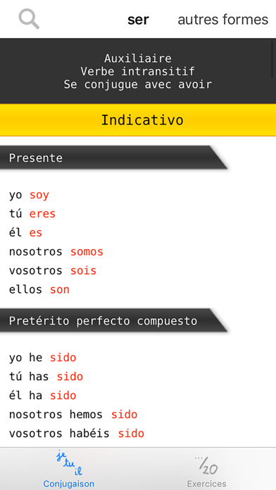 Conjugation : Spanish verbs screenshot 1