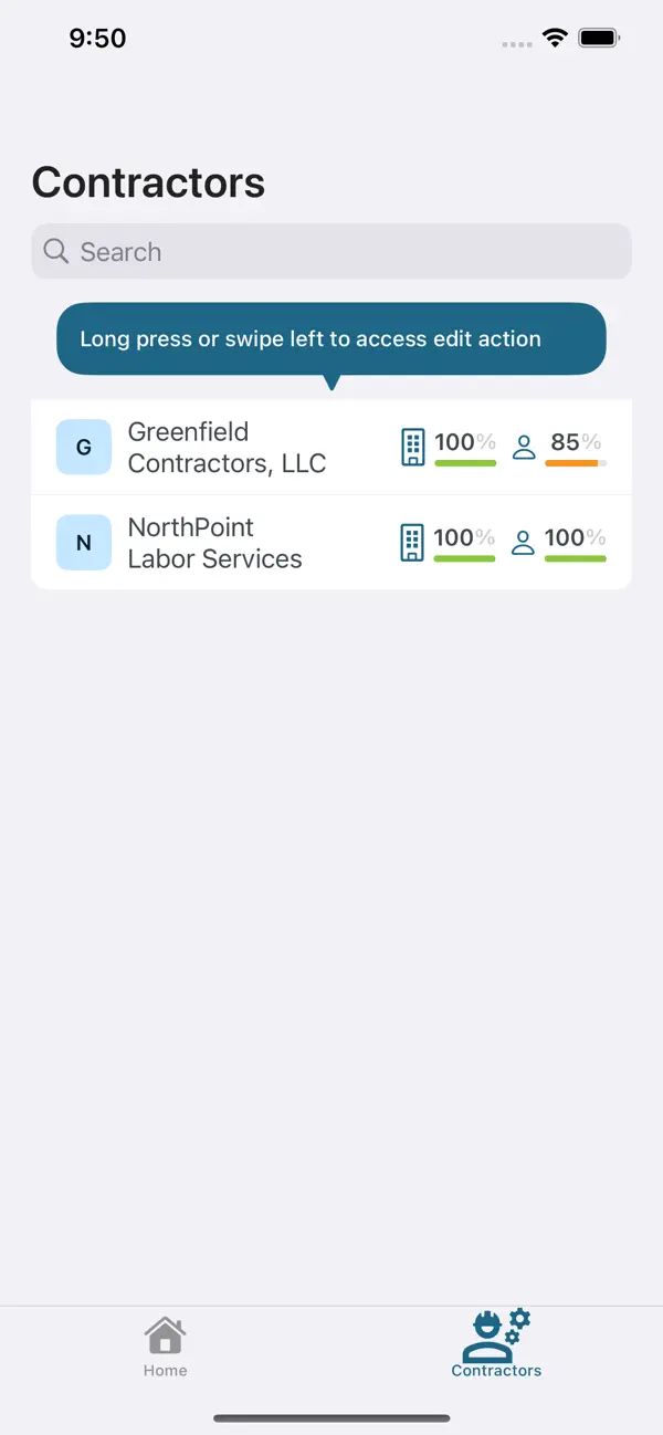 Contractor Compliance screenshot 2