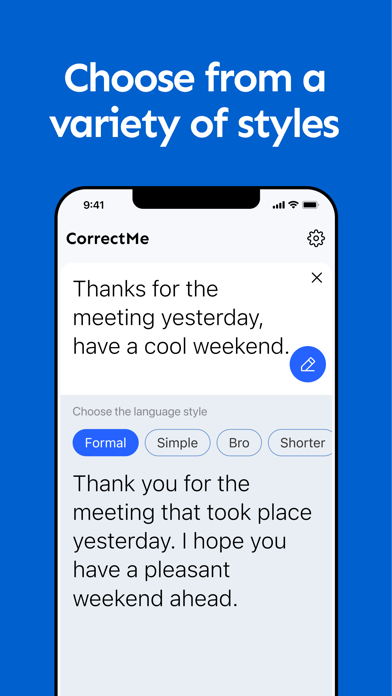 Correct me: AI writing helper screenshot 1