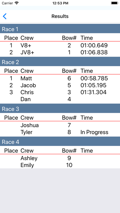 CrewTimer Regatta Timing screenshot 2
