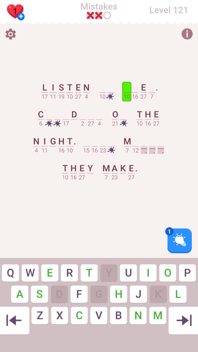 Cryptogram: Word Brain Puzzle screenshot 1