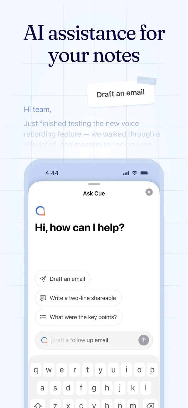 Cue - Smart AI Meeting Notes screenshot 3