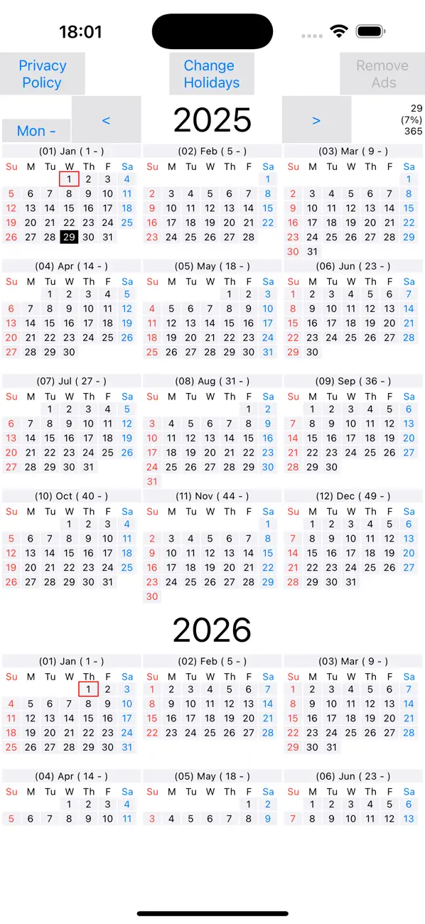 Custom Holiday Calendar screenshot 1