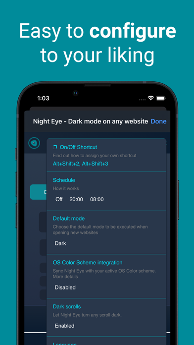 Dark Mode for Safari: NightEye screenshot 1