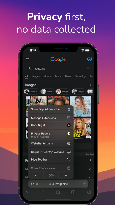Dark Night - mode for Safari screenshot 1