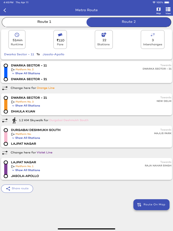 Delhi Metro Route Map and Fare screenshot 7