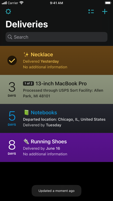 Deliveries: a package tracker screenshot 3