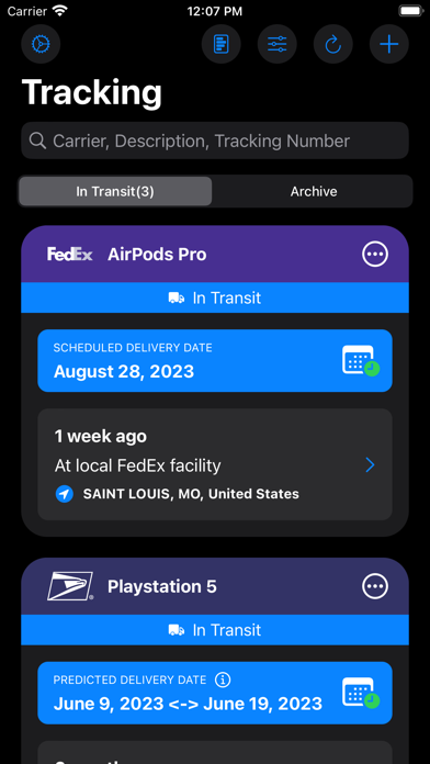 Deliveries Package Tracker screenshot 1