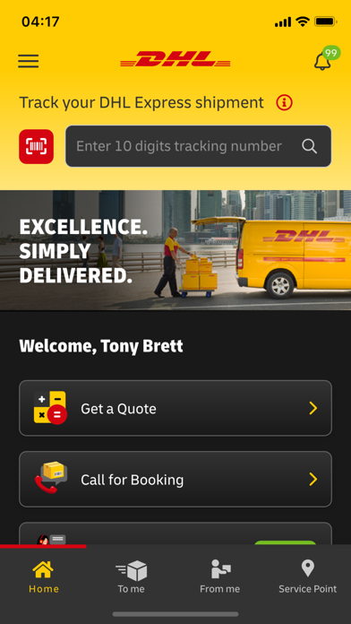 DHL Express Mobile App screenshot 1