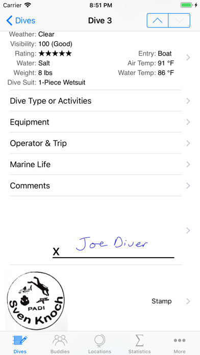 Dive Log screenshot 1