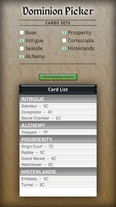 Dominion Card Picker screenshot 2